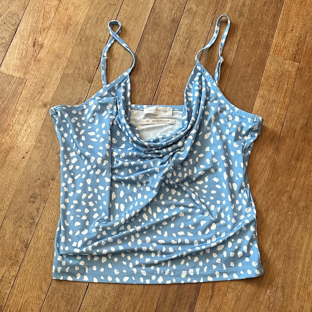 Urban Outfitters Blue and White Cowl Neck Camisole - M